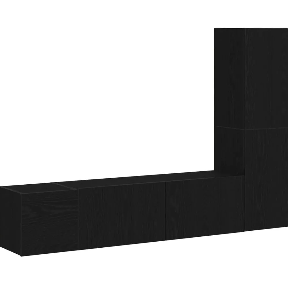 Tv-Meubels*vidaXL Tv-meubelset 4 pcs 130,5 x 30 x 140 cm Bewerkt hout Zwart eiken