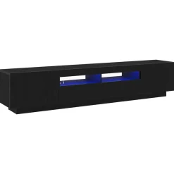 Tv-Meubels*vidaXL Tv-meubelset 2 pcs Zwart 200 x 35 x 40 cm Bewerkt hout Zwart eiken