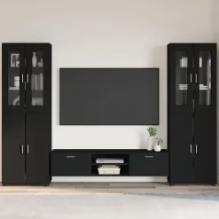 Meubelsets*vidaXL Tv-meubelset met lade met plank FLORIN 3 pcs Bewerkt hout Zwart