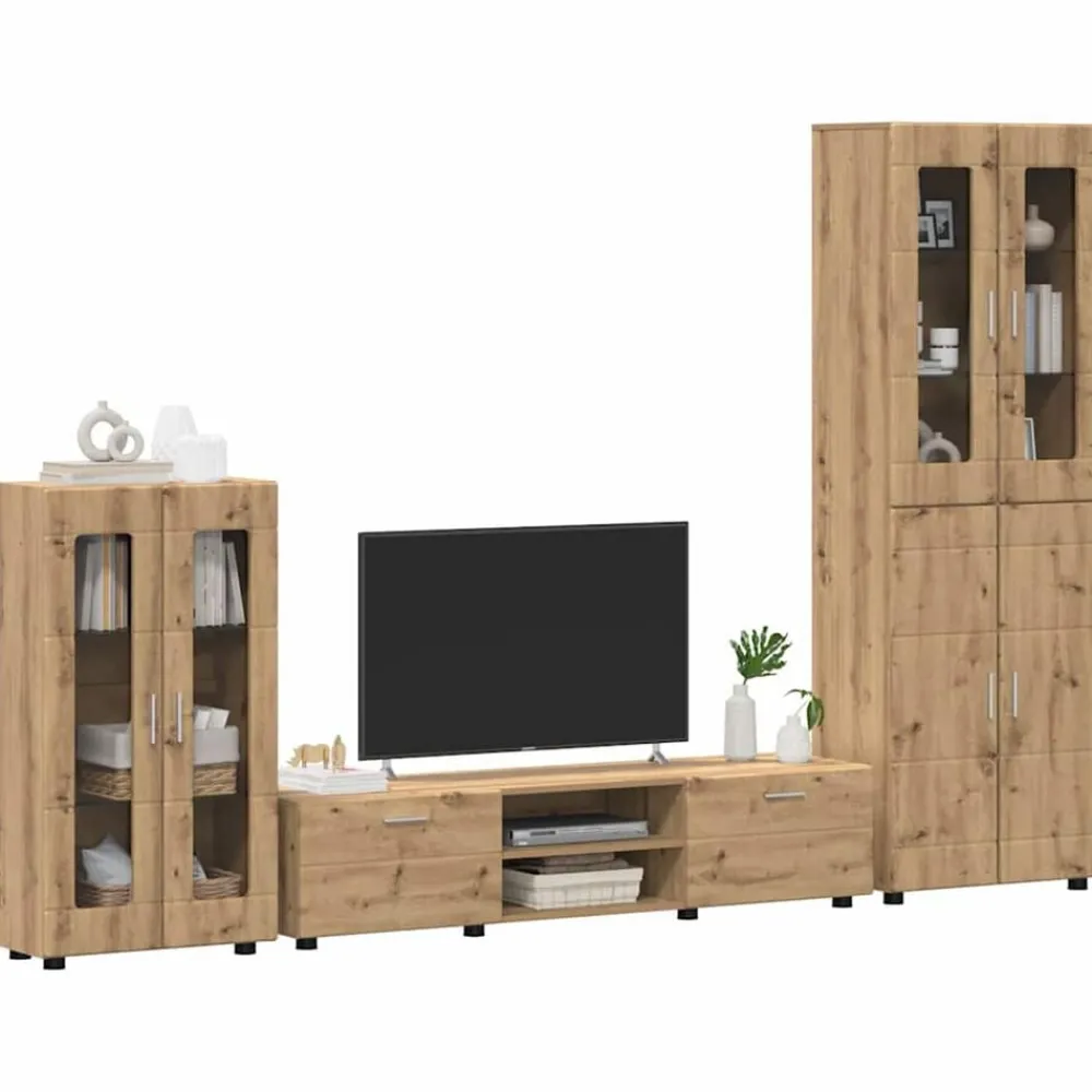 Tv-meubelset met lade FLORIN 3 pcs Artisan Eiken Bewerkt hout>vidaXL Best