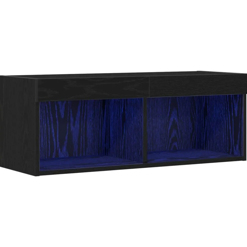 Tv-Meubels*vidaXL Tv-meubelset met LED 80 x 30 x 30 cm Bewerkt hout Zwart eiken