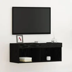Tv-Meubels*vidaXL Tv-meubelset met LED 80 x 30 x 30 cm Bewerkt hout Zwart eiken