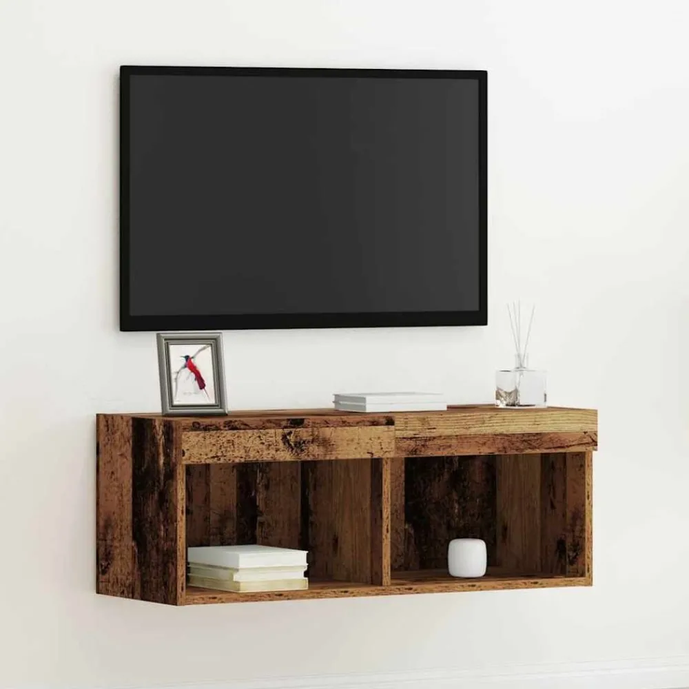 Tv-Meubels*vidaXL Tv-meubelset met LED 80 x 30 x 30 cm Bewerkt hout Oud hout