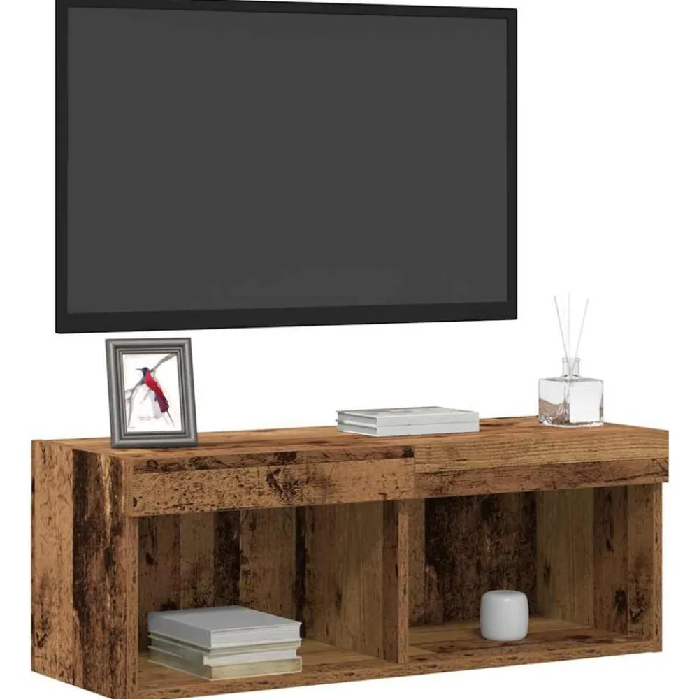 Tv-Meubels*vidaXL Tv-meubelset met LED 80 x 30 x 30 cm Bewerkt hout Oud hout