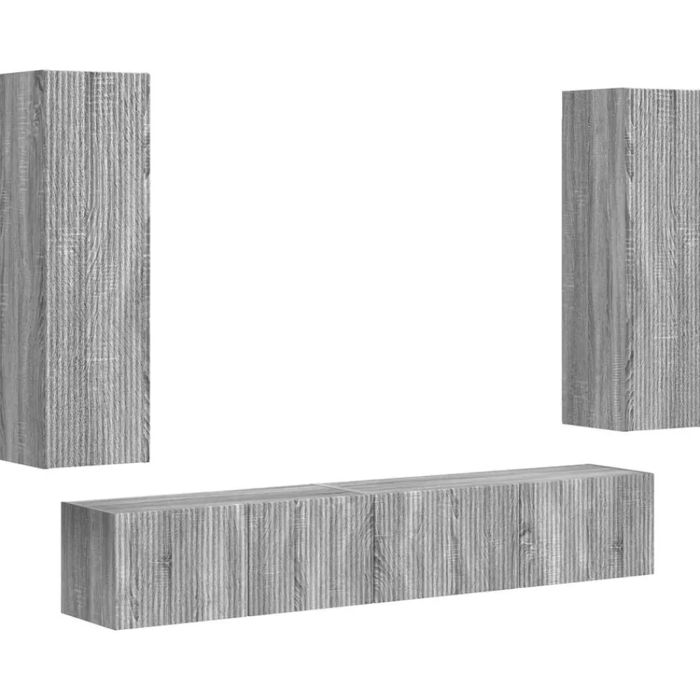 Tv-Meubels*vidaXL Tv-meubelset Wandgemonteerd 3 pcs Bewerkt hout Grijs sonoma