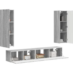Tv-Meubels*vidaXL Tv-meubelset Wandgemonteerd 3 pcs Bewerkt hout Grijs sonoma