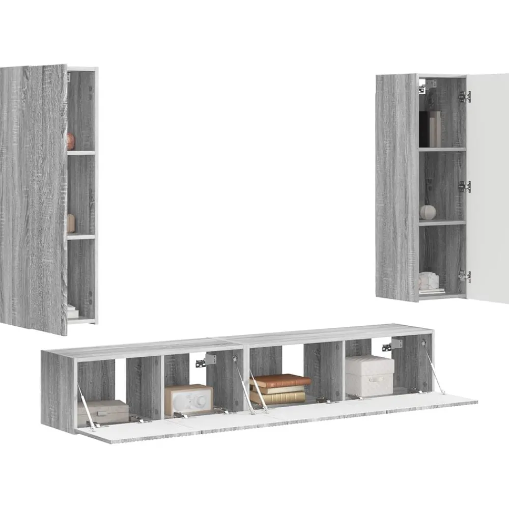 Tv-Meubels*vidaXL Tv-meubelset Wandgemonteerd 3 pcs Bewerkt hout Grijs sonoma