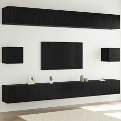 Tv-meubelset Wandgemonteerd 8 pcs Bewerkt hout>vidaXL Outlet