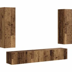 Tv-meubelset Wandgemonteerd 3 pcs Oudhout Bewerkt hout>vidaXL Clearance