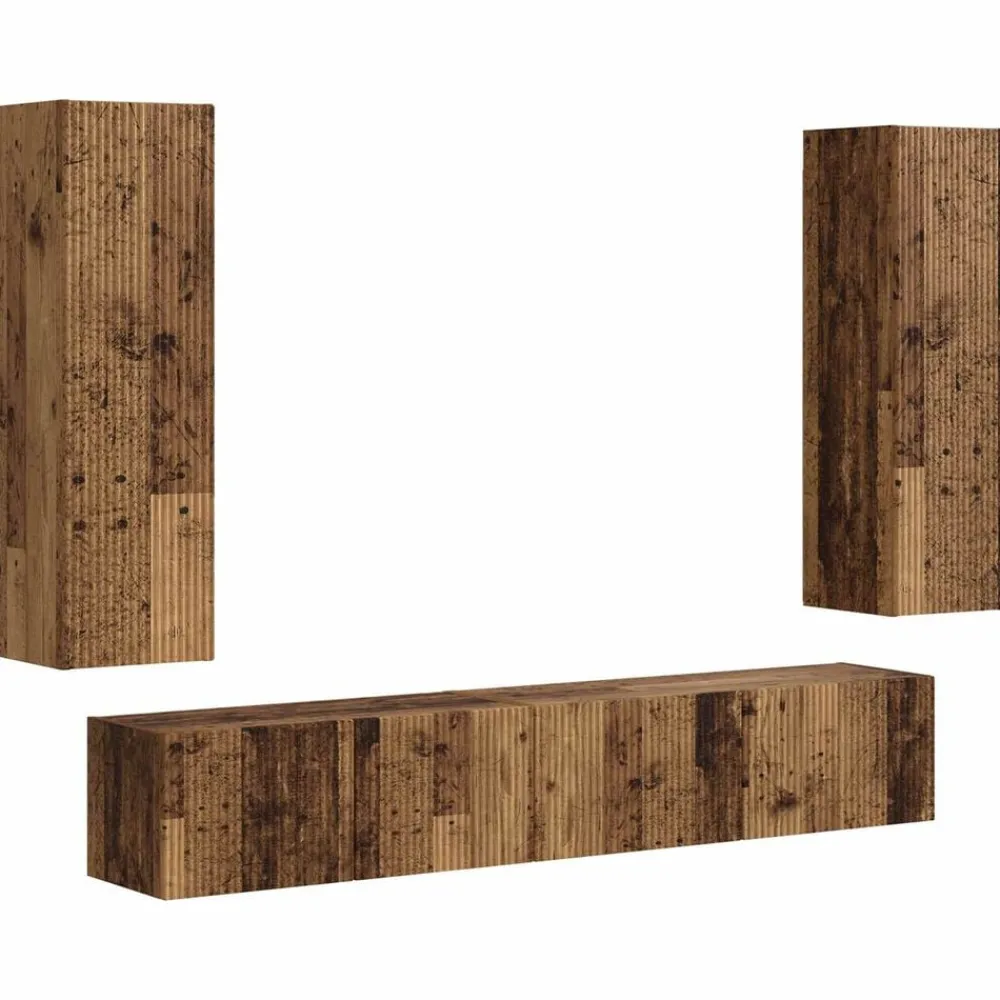 Tv-meubelset Wandgemonteerd 3 pcs Oudhout Bewerkt hout>vidaXL Clearance