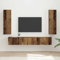 Tv-meubelset Wandgemonteerd 3 pcs Oudhout Bewerkt hout>vidaXL Clearance