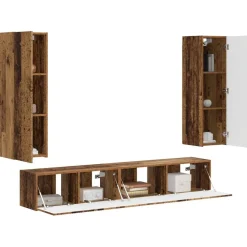 Tv-meubelset Wandgemonteerd 3 pcs Oudhout Bewerkt hout><noscript><img width=
