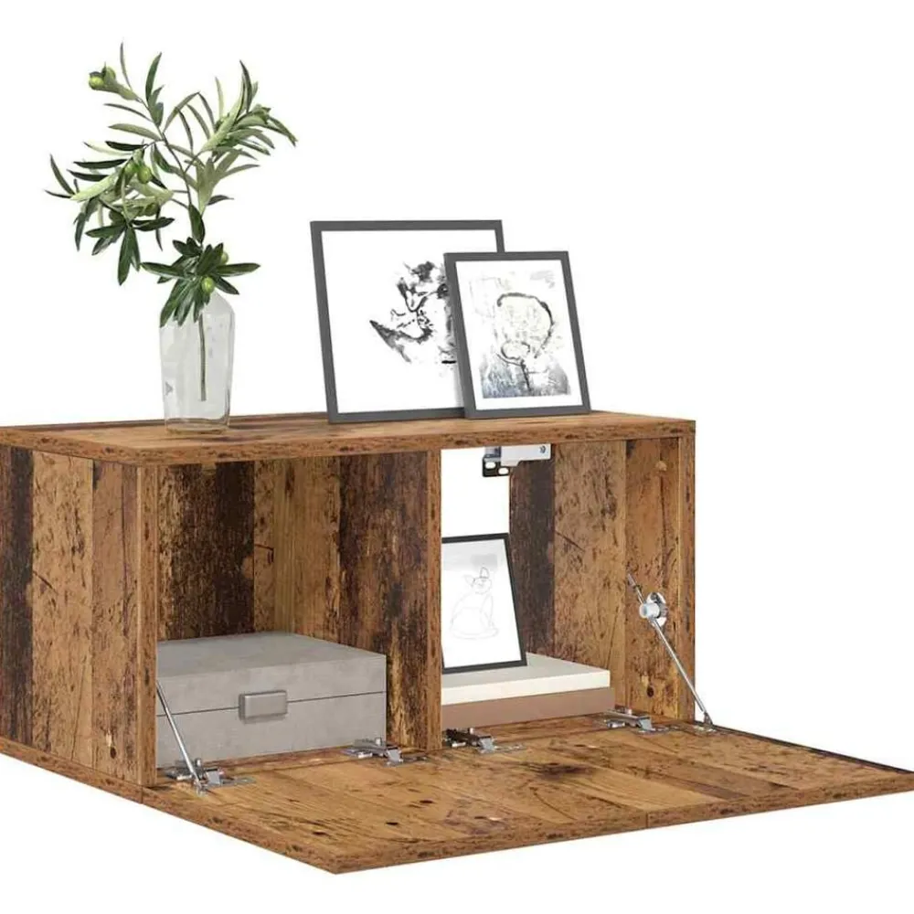 Tv-meubelset Wandgemonteerd Bruin 60 x 30 x 30 cm Bewerkt hout>vidaXL New