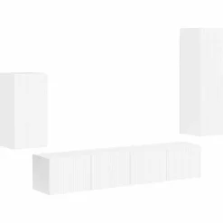 Tv-Meubels*vidaXL Tv-meubelset Wandgemonteerd 4 pcs Bewerkt hout Hoogglans wit