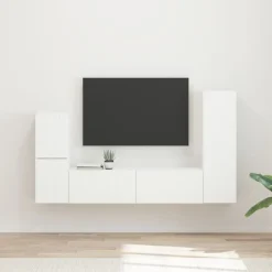 Tv-Meubels*vidaXL Tv-meubelset Wandgemonteerd 4 pcs Bewerkt hout Wit