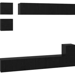 Tv-Meubels*vidaXL Tv-meubelset Wandgemonteerd 8 pcs Bewerkt hout Zwart eiken