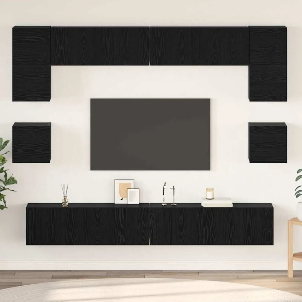 Tv-meubelset Wandgemonteerd 8 pcs Bewerkt hout>vidaXL Sale