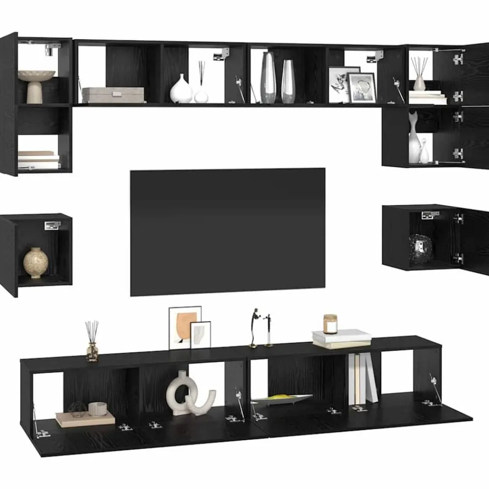 Tv-meubelset Wandgemonteerd 8 pcs Bewerkt hout>vidaXL Sale