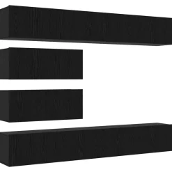 Tv-meubelset Wandgemonteerd 4 pcs Zwart eiken Bewerkt hout>vidaXL New