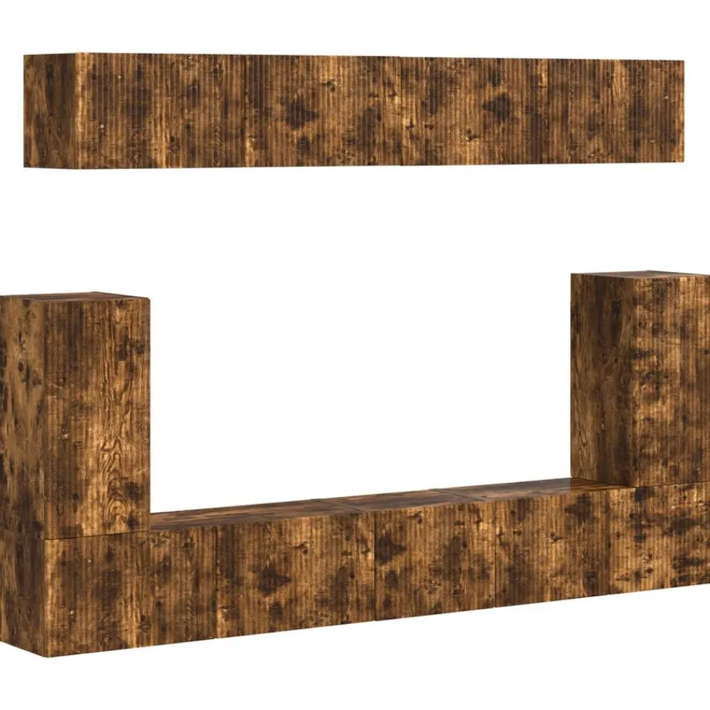Tv-Meubels*vidaXL Tv-meubelset Wandgemonteerd 5 pcs Gerookt eiken Bewerkt hout