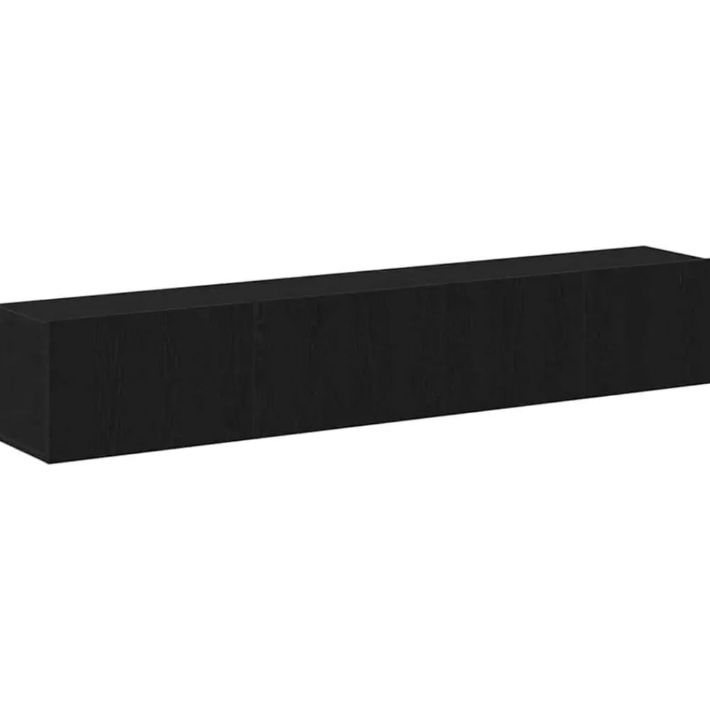 Tv-meubelset Wandgemonteerd 2 pcs Zwart Eiken Bewerkt hout>vidaXL Sale