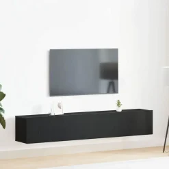 Tv-meubelset Wandgemonteerd 2 pcs Zwart Eiken Bewerkt hout>vidaXL Sale