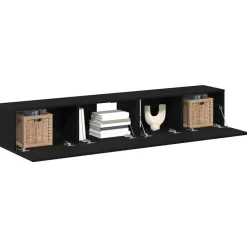 Tv-meubelset Wandgemonteerd 2 pcs Zwart Eiken Bewerkt hout><noscript><img width=