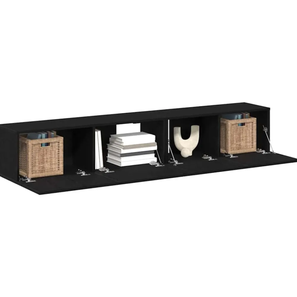 Tv-meubelset Wandgemonteerd 2 pcs Zwart Eiken Bewerkt hout>vidaXL Sale