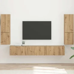 Tv-meubelset Wandgemonteerd 4 pcs Artisan Eiken Bewerkt hout>vidaXL Clearance