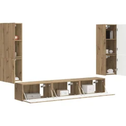 Tv-meubelset Wandgemonteerd 4 pcs Artisan Eiken Bewerkt hout><noscript><img width=