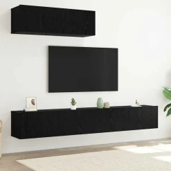 Tv-Meubels*vidaXL Tv-meubelset Wandgemonteerd 3 pcs Bewerkt hout Zwart eiken