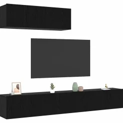 Tv-Meubels*vidaXL Tv-meubelset Wandgemonteerd 3 pcs Bewerkt hout Zwart eiken