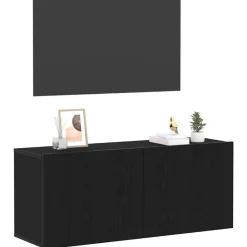 Tv-Meubels*vidaXL Tv-meubelset 100 x 30 x 41 cm Bewerkt hout Zwart eiken
