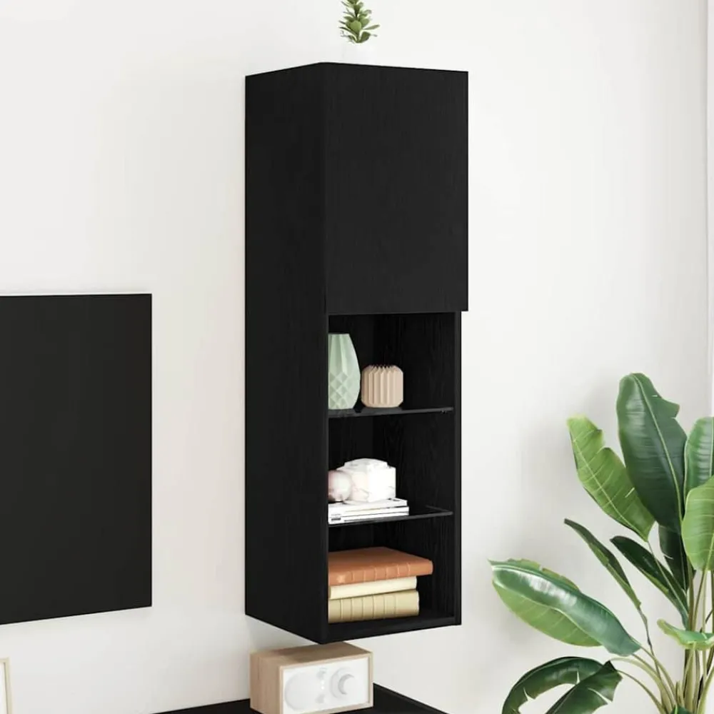 Tv-Meubels*vidaXL Tv-meubelset 30,5 x 30 x 102 cm Bewerkt hout Zwart eiken