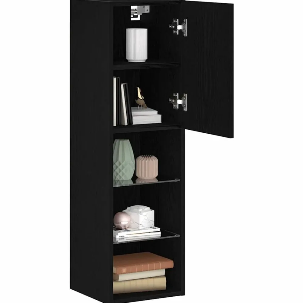 Tv-Meubels*vidaXL Tv-meubelset 30,5 x 30 x 102 cm Bewerkt hout Zwart eiken