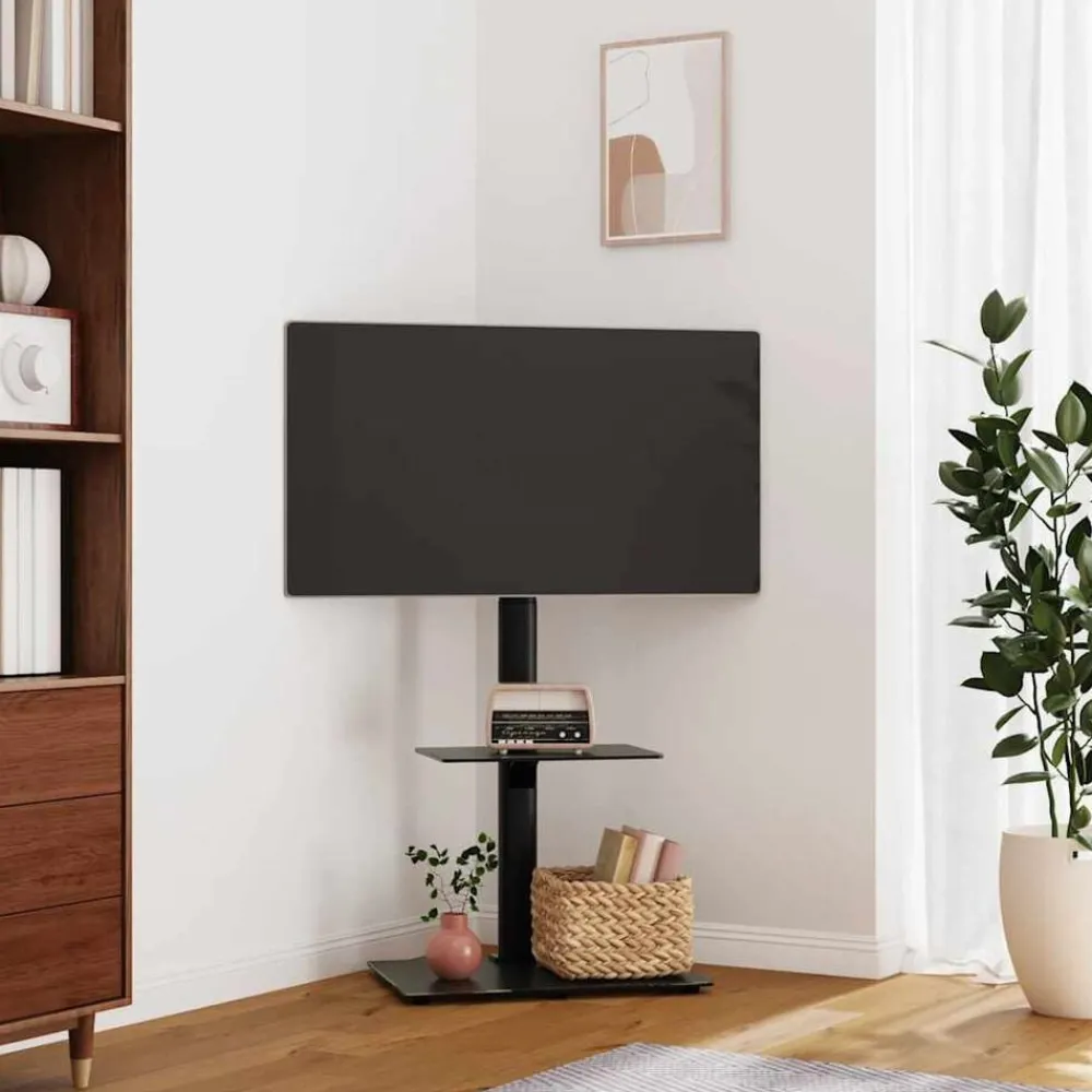 Tv-standaard hoekmodel 2-laags voor 32-65 inch zwart>vidaXL Discount