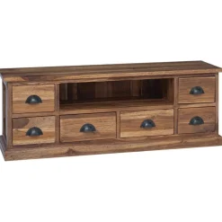 Tv-Meubels*vidaXL TV-standaard met lade Naturel 110 x 30 x 40 cm Massief Teakhout
