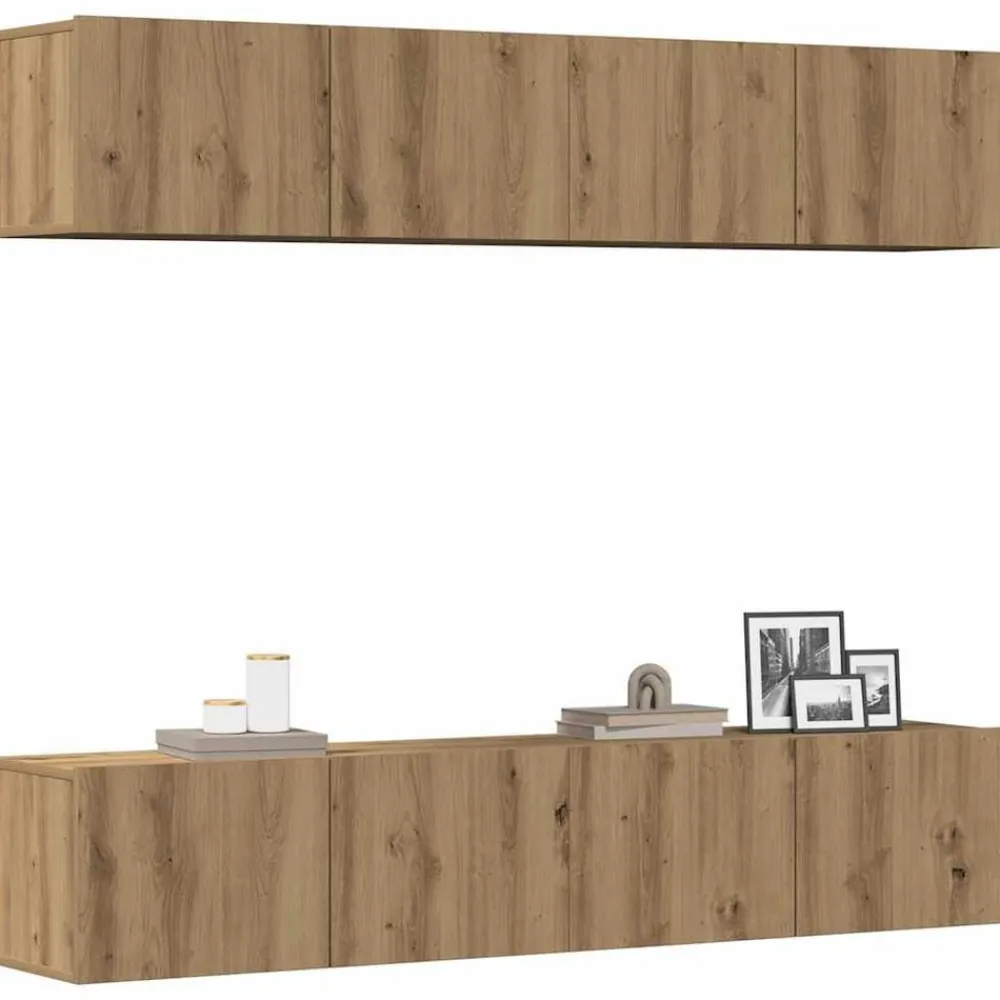 Tv-wandkasten 4 st bewerkt hout>vidaXL Hot