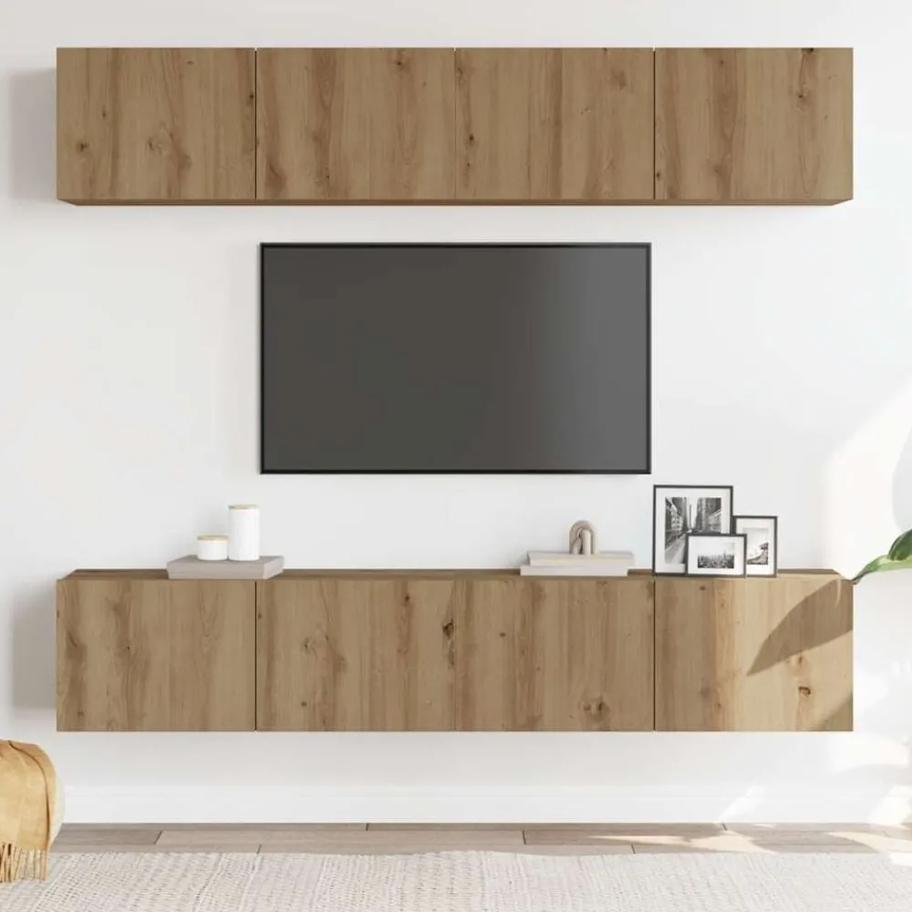 Tv-wandkasten 4 st bewerkt hout>vidaXL Hot
