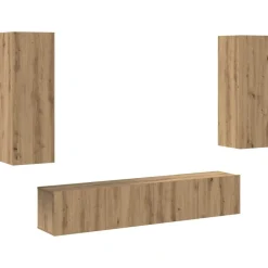 Tv-Meubels*vidaXL Tv-wandkasten 4 st bewerkt hout artisanaal eikenkleurig