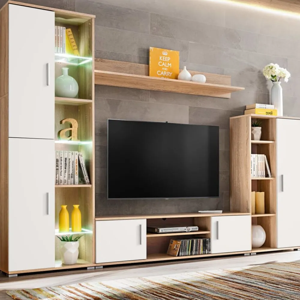 Tv-wandmeubel met LED-verlichting Sonoma>vidaXL Sale