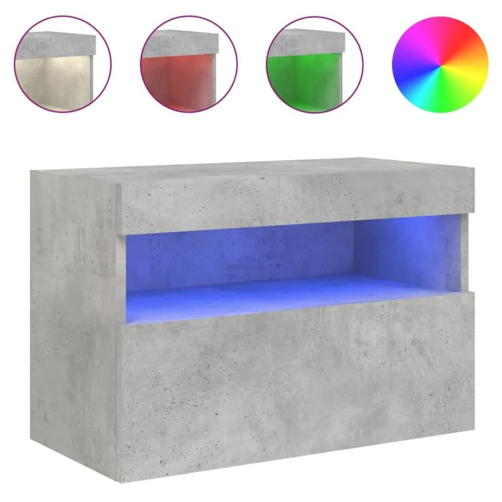 Tv-Meubels*vidaXL Tv-wandmeubel met LED-verlichting 60x30x40 cm Betongrijs