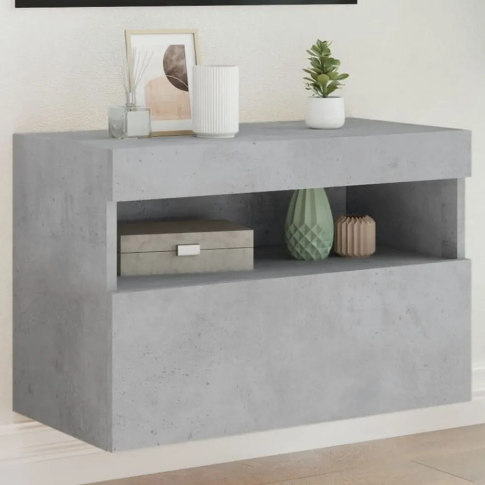 Tv-Meubels*vidaXL Tv-wandmeubel met LED-verlichting 60x30x40 cm Betongrijs