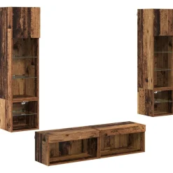 TV-wandmeubel met LED-striplichten 6 pcs Bewerkt hout>vidaXL Clearance