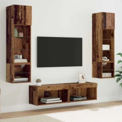 TV-wandmeubel met LED-striplichten 6 pcs Bewerkt hout>vidaXL Clearance