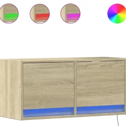 Tv-Meubels*vidaXL Tv-wandmeubel met LED-verlichting 80x31x35 cm kleur Sonoma eiken