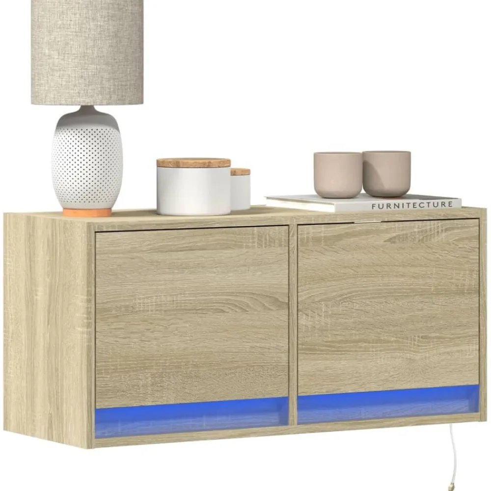 Tv-Meubels*vidaXL Tv-wandmeubel met LED-verlichting 80x31x35 cm kleur Sonoma eiken