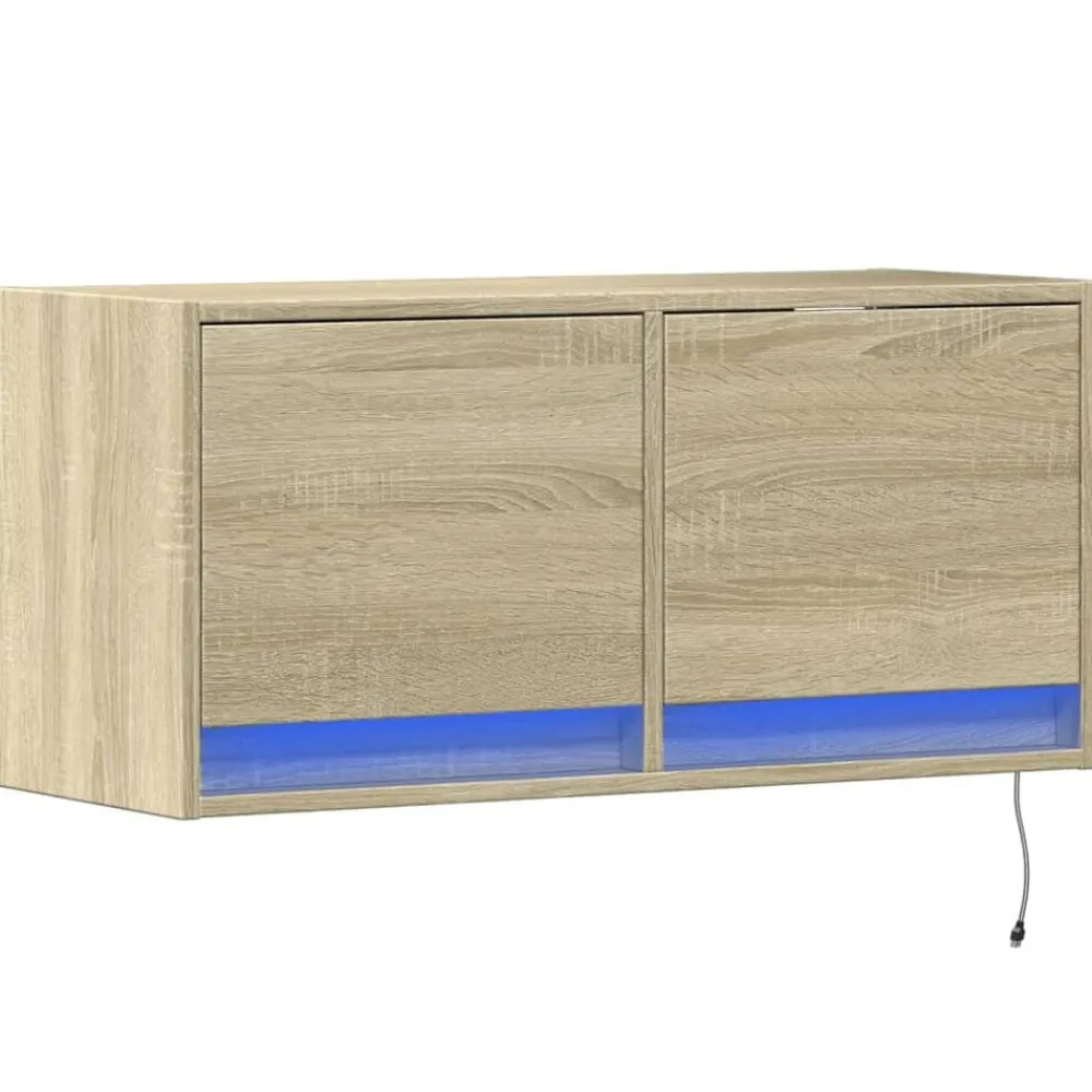 Tv-Meubels*vidaXL Tv-wandmeubel met LED-verlichting 80x31x35 cm kleur Sonoma eiken