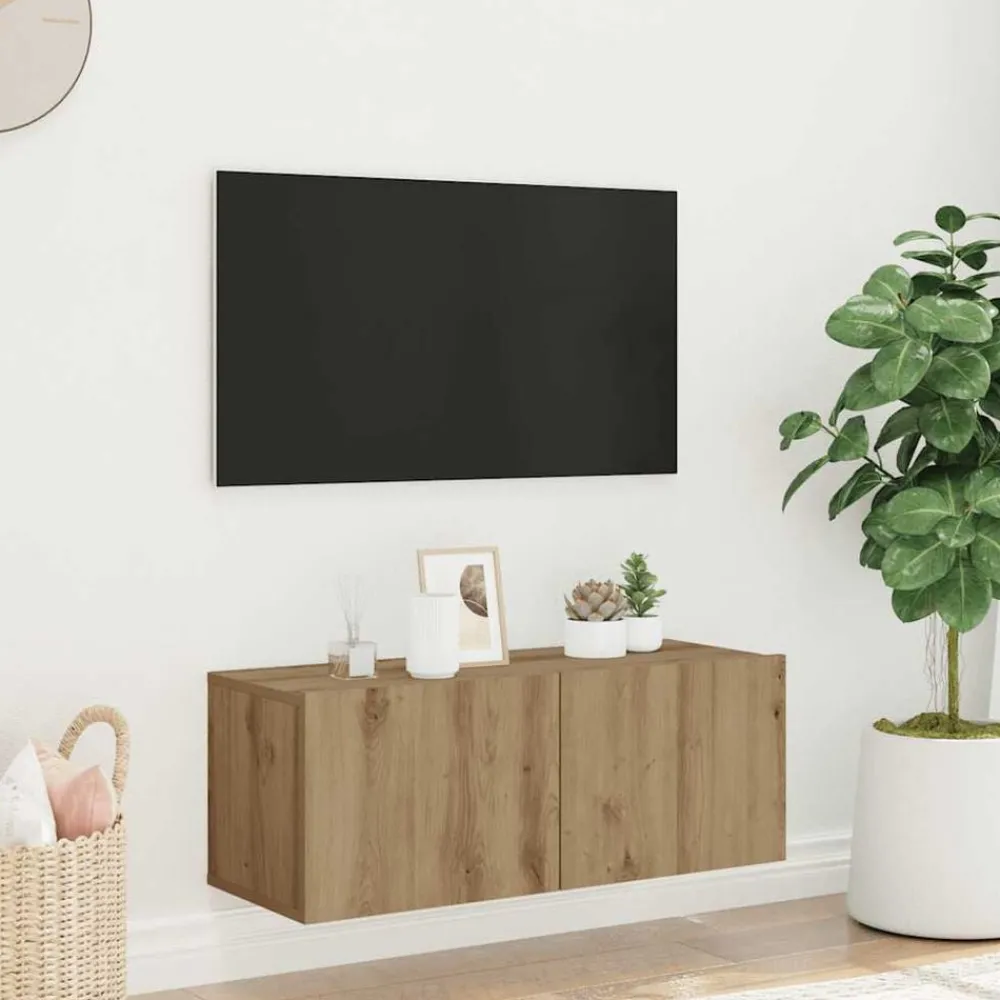 Tv-Meubels*vidaXL Tv-wandmeubel 80x30x30 cm bewerkt hout artisanaal eikenkleurig