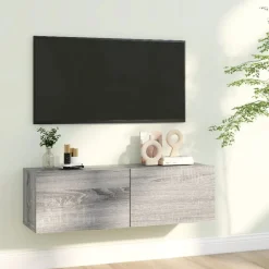 Tv-Meubels*vidaXL Tv-wandmeubel 100x30x30 cm bewerkt hout eikenkleur Grijs sonoma